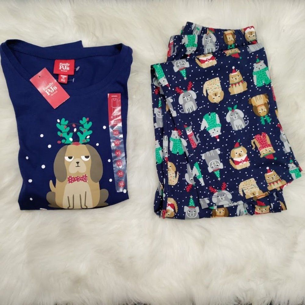 NWT Macy's Family PJs Humbug Dog Long Sleeve Pajama Set XS